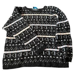 Resource by Doris Skis Vintage Black Geometric Sweater Made in USA Size Large